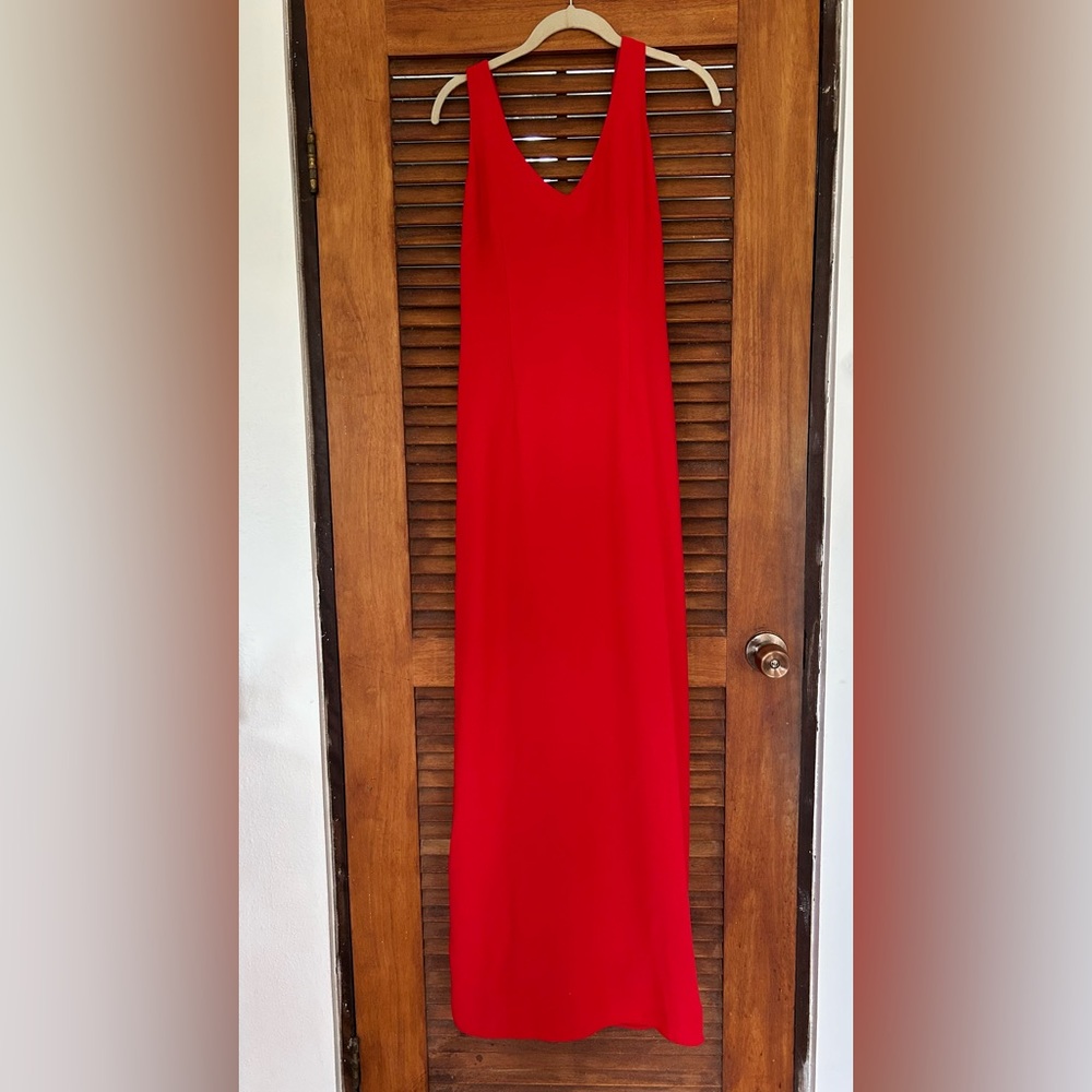 NICOLE MILLER NWOT Red Sleeveless Chic & Sleek Holiday Maxi Cocktail Dress Sz 8